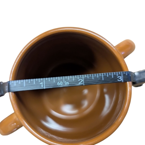 Sock Monkey Face Mug Double Handle Brown Red White 4" Tall - Picture 9 of 11